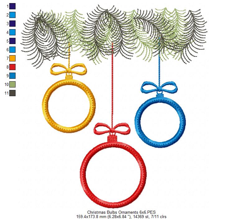 Matriz de Bordado Bolas de Natal - Aplique