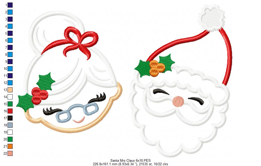 Matriz de Bordado Papai Noel e Mamãe Noel – Aplique