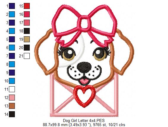 Matriz de Bordado Envelope do Amor com Cachorrinha – Aplique