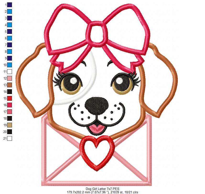 Matriz de Bordado Envelope do Amor com Cachorrinha – Aplique