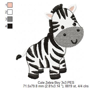 Matriz de Bordado Zebra Baby Safari – Ponto Cheio