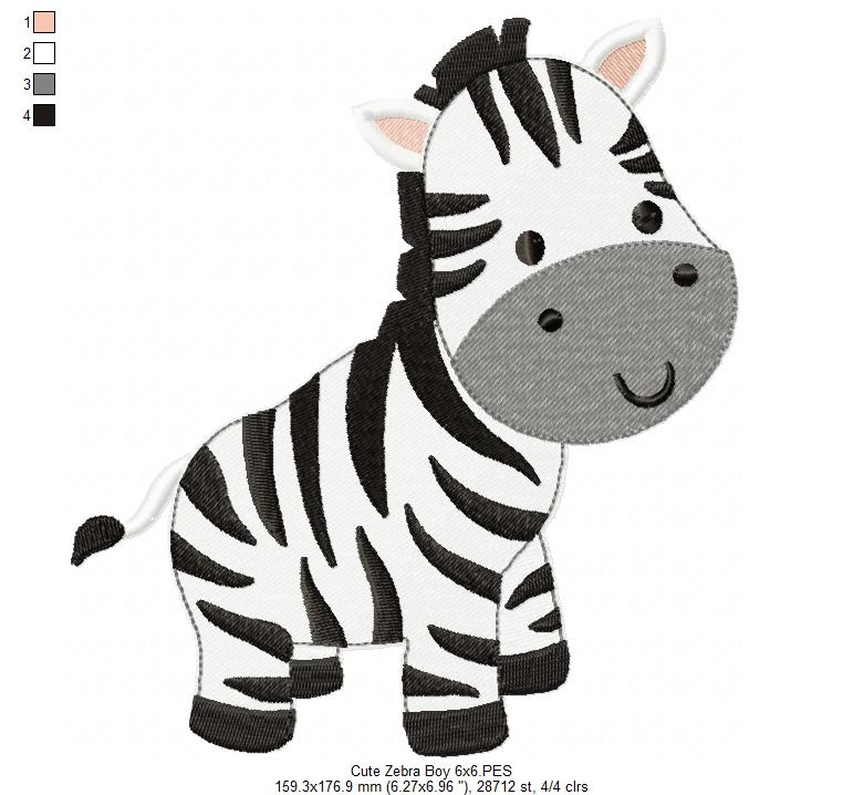 Matriz de Bordado Zebra Baby Safari – Ponto Cheio