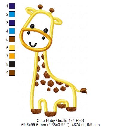 Matriz de Bordado Girafinha Fofinha – Aplique