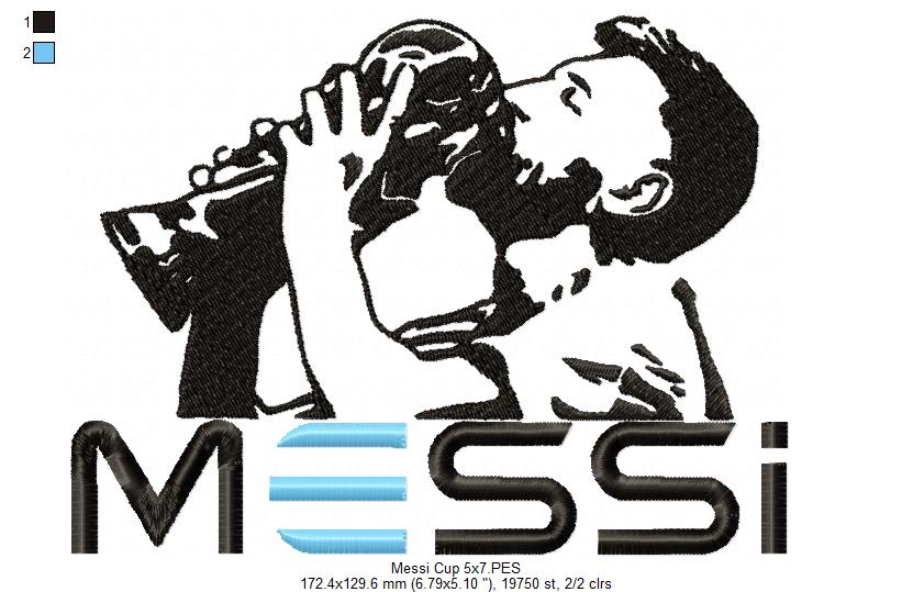 Matriz de Bordado Messi Campeão – Ponto Cheio