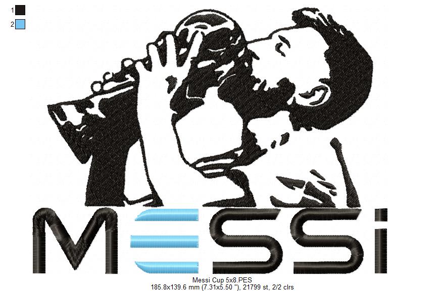Matriz de Bordado Messi Campeão – Ponto Cheio