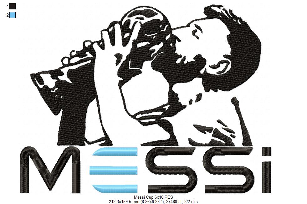 Matriz de Bordado Messi Campeão – Ponto Cheio