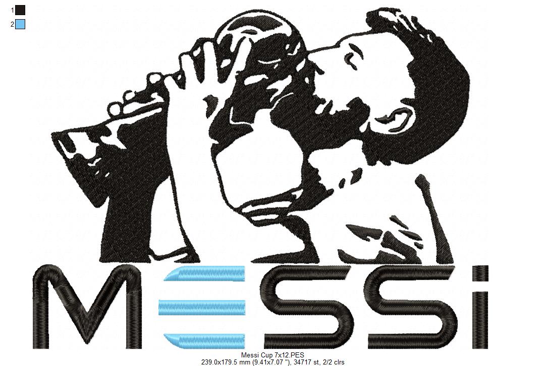 Matriz de Bordado Messi Campeão – Ponto Cheio
