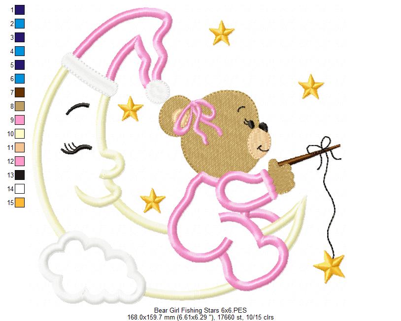 Matriz de Bordado Ursinha na Lua – Aplique