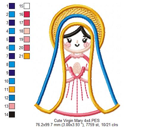 Matriz de Bordado Santinha Virgem Maria – Aplique
