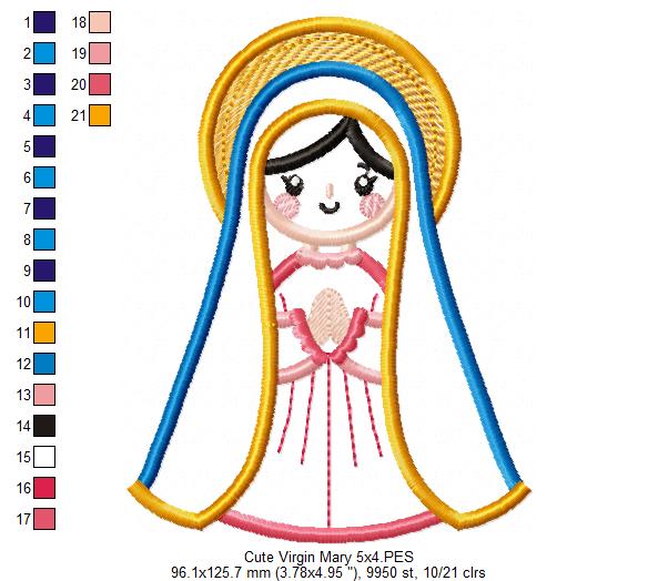 Matriz de Bordado Santinha Virgem Maria – Aplique