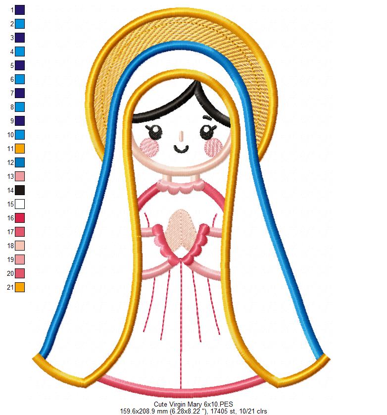 Matriz de Bordado Santinha Virgem Maria – Aplique