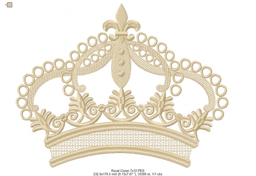 Matriz de Bordado Coroa Encantada Princesa – Ponto Cheio