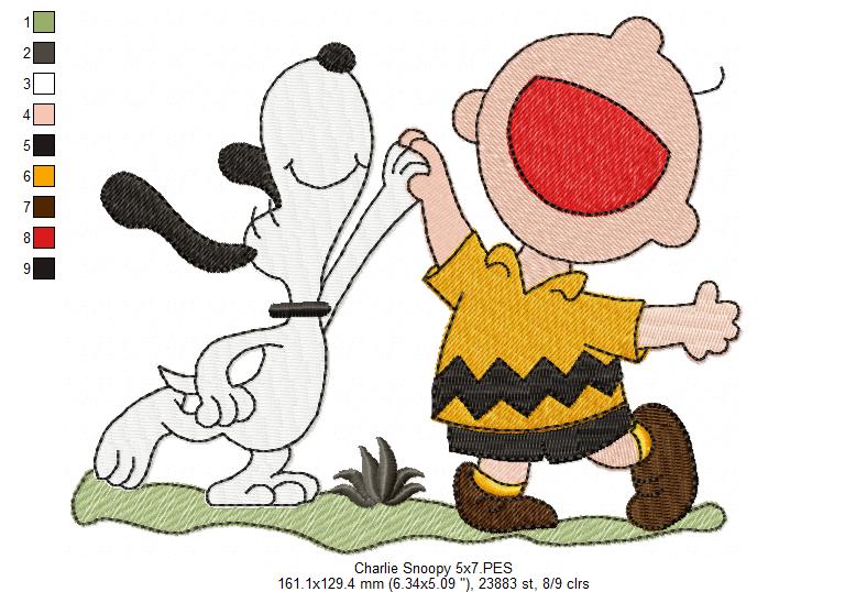 Matriz de Bordado Dupla de Amigos Divertidos Snoopy – Ponto Cheio