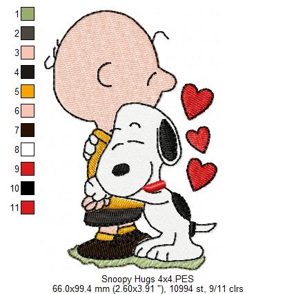 Matriz de Bordado Amor entre Amigos Snoopy e Charlie – Ponto Cheio