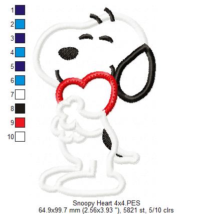 Matriz de Bordado Snoopy do Amor – Aplique