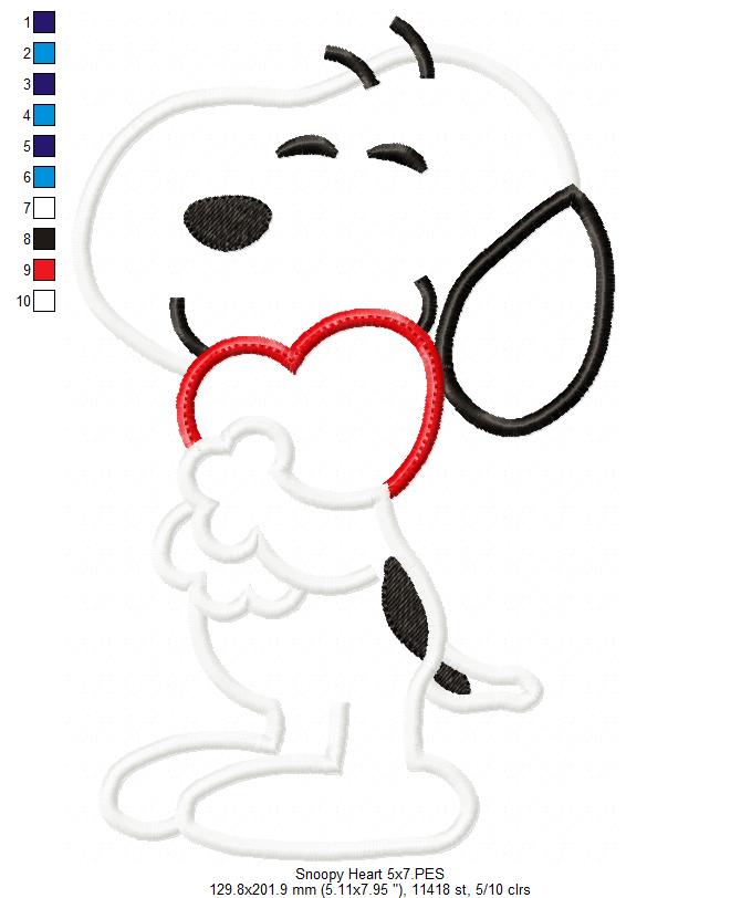 Matriz de Bordado Snoopy do Amor – Aplique