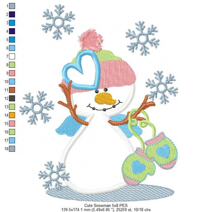 Matriz de Bordado Boneco de Neve com Touca e Luvas – Aplique