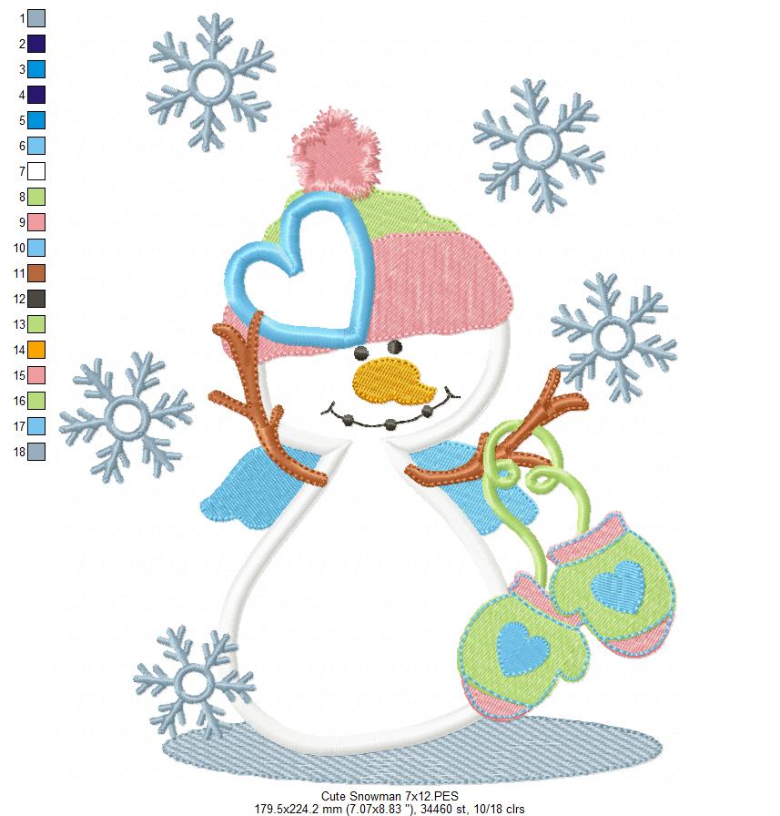 Matriz de Bordado Boneco de Neve com Touca e Luvas – Aplique