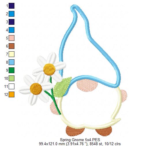 Matriz de Bordado Gnomo com Margaridas – Aplique