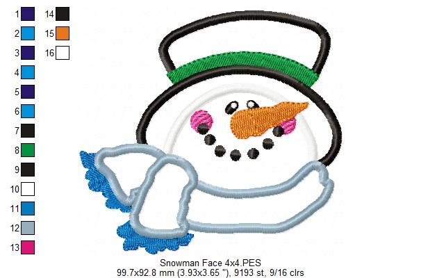 Matriz de Bordado Boneco de Neve Fofo de Inverno – Aplique