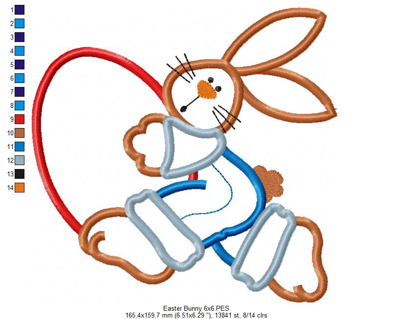 Matriz de Bordado Coelho Páscoa Country com Ovo – Aplique