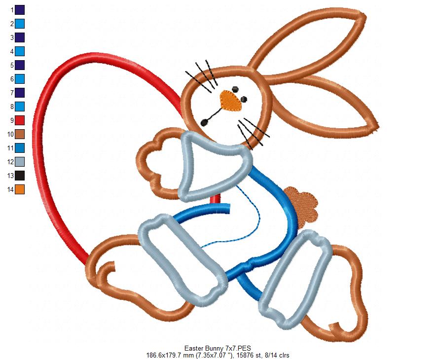Matriz de Bordado Coelho Páscoa Country com Ovo – Aplique