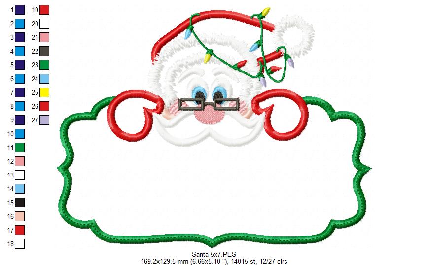 Matriz de Bordado Papai Noel com Plaquinha – Aplique