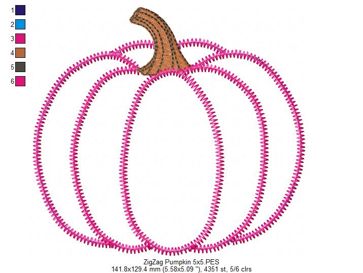 Matriz de Bordado Abóbora Outonal -  Aplique Zigzag