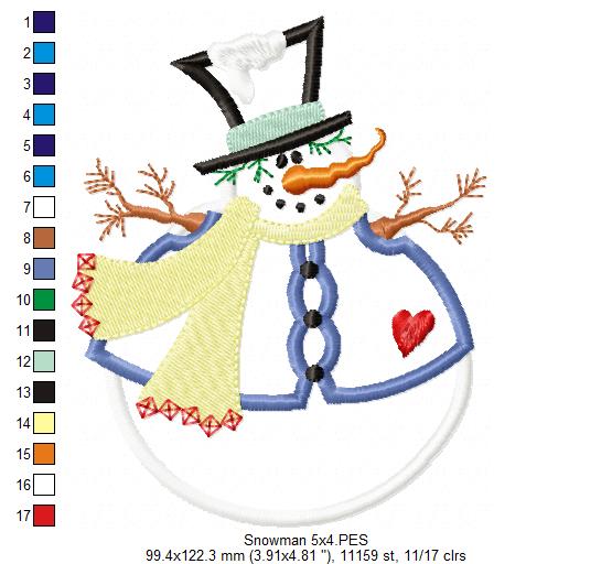 Matriz de Bordado Boneco de Neve Charmoso – Aplique