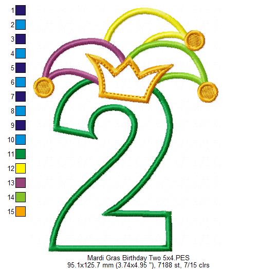 Matriz de Bordado Carnaval Número 2 com Chapéu Divertido