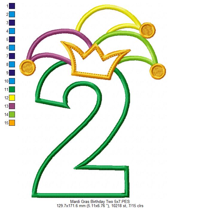Matriz de Bordado Carnaval Número 2 com Chapéu Divertido