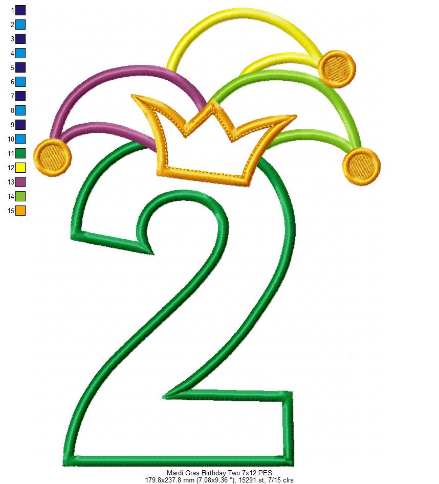 Matriz de Bordado Carnaval Número 2 com Chapéu Divertido