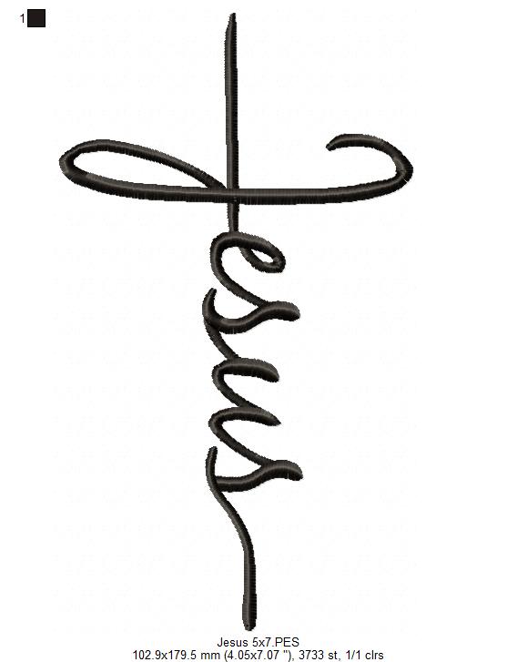 Matriz de Bordado Fé em Jesus com Design Minimalista – Ponto Satin