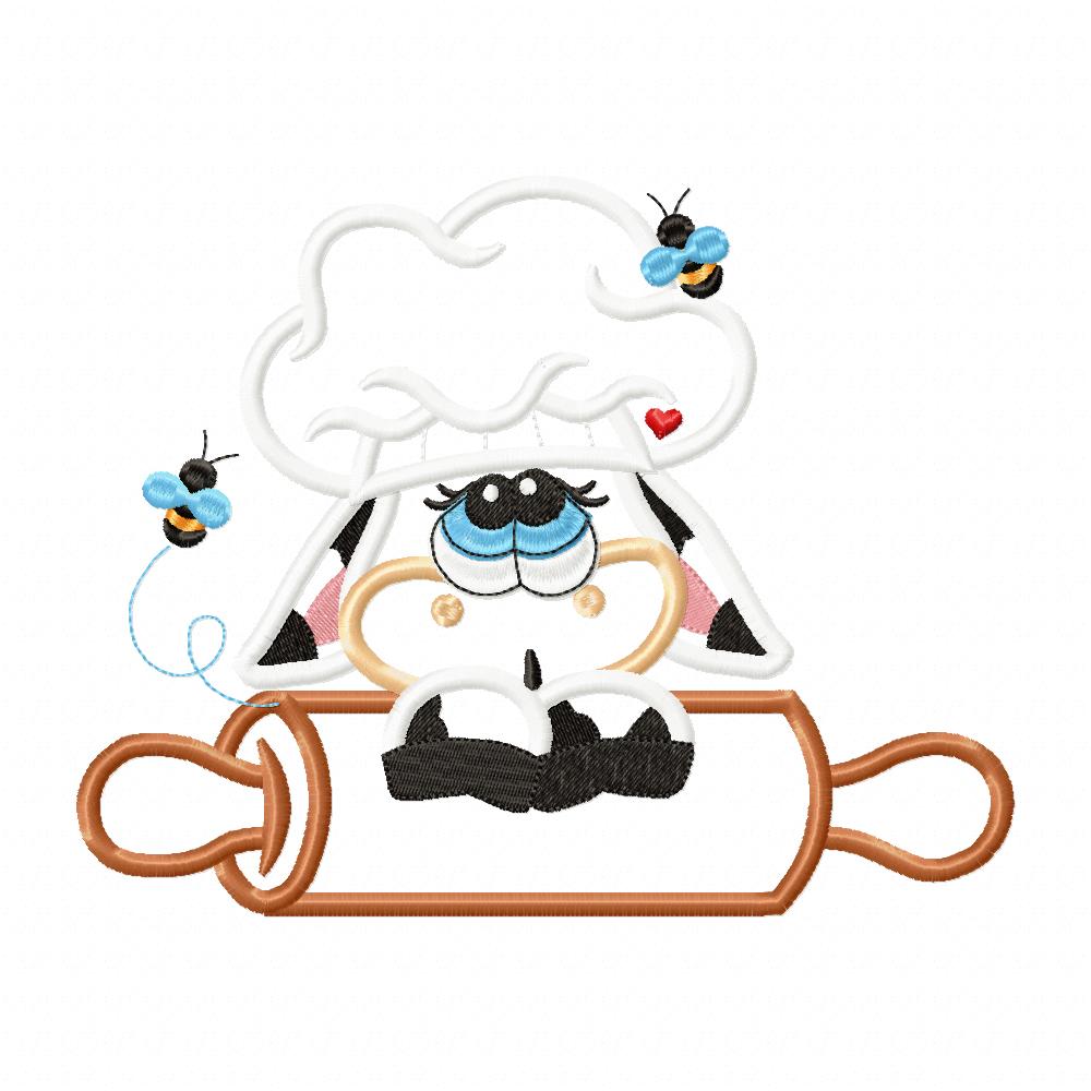 Matriz de Bordado Vaquinha Confeiteira – Aplique