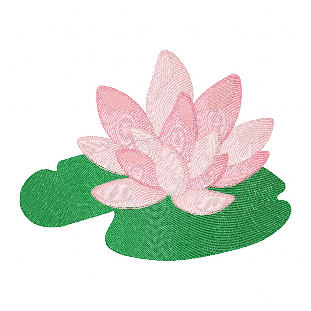 Matriz de Bordado Flor de Lótus com Folha – Ponto Rippled