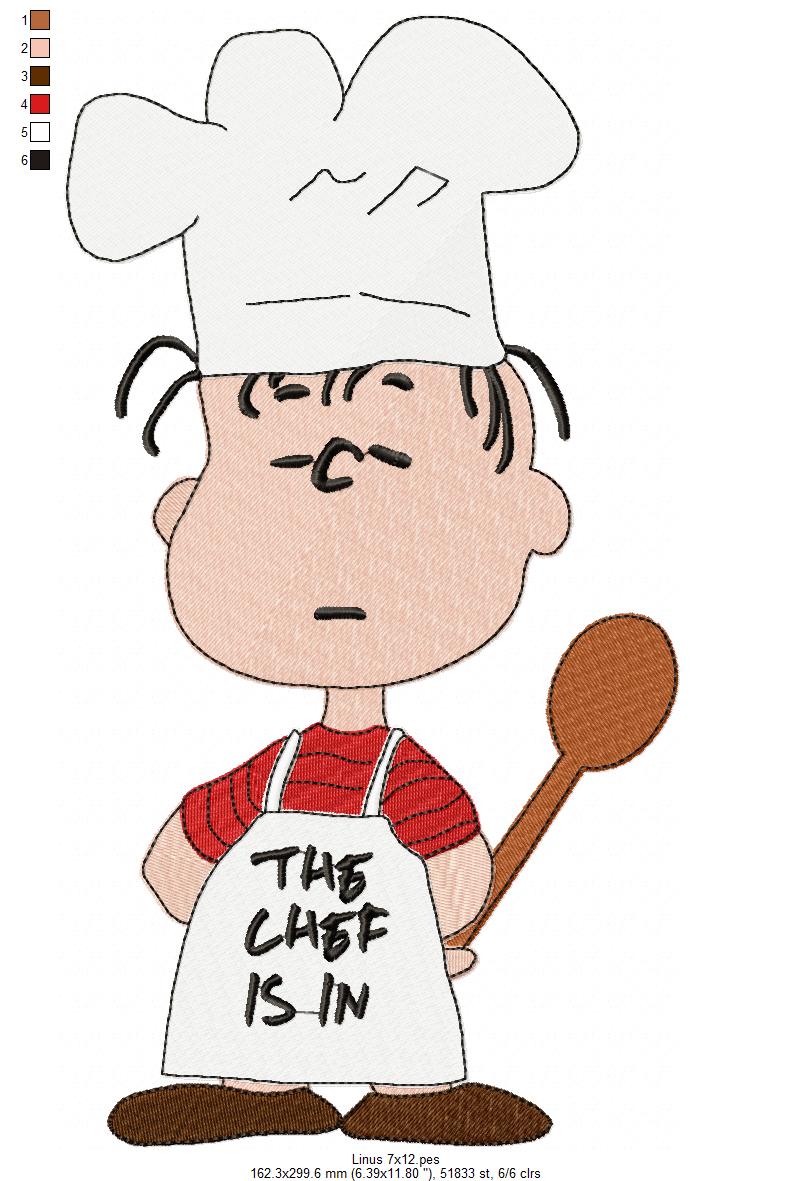 Matriz de Bordado Linus Chef de Cozinha – Ponto Cheio