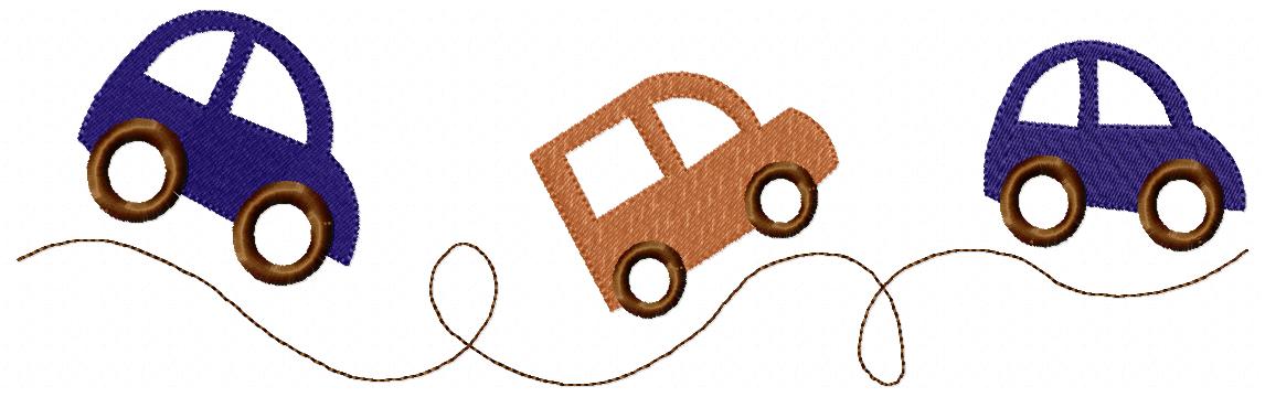 Matriz de Bordado Carrinhos na Estrada – Ponto Cheio