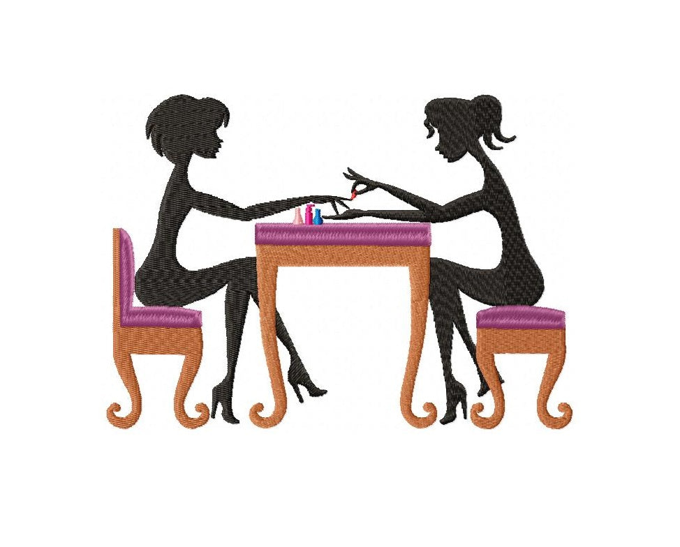 Matriz de Bordado Mulheres na Manicure – Ponto Cheio