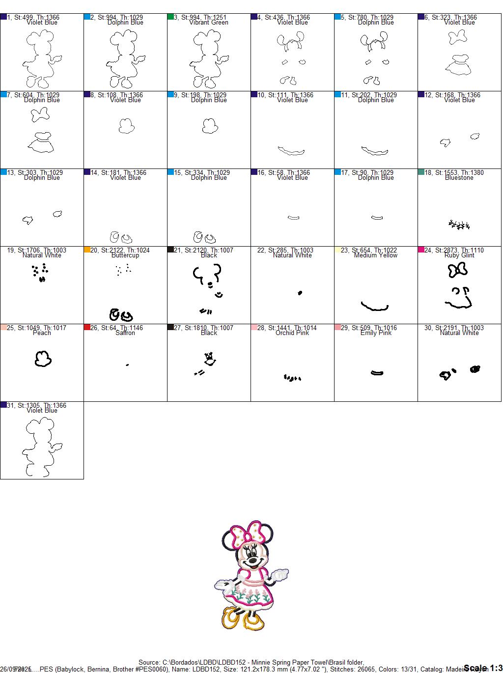 Matriz de Bordado Minnie para Suporte de Guardanapo – Projeto ITH