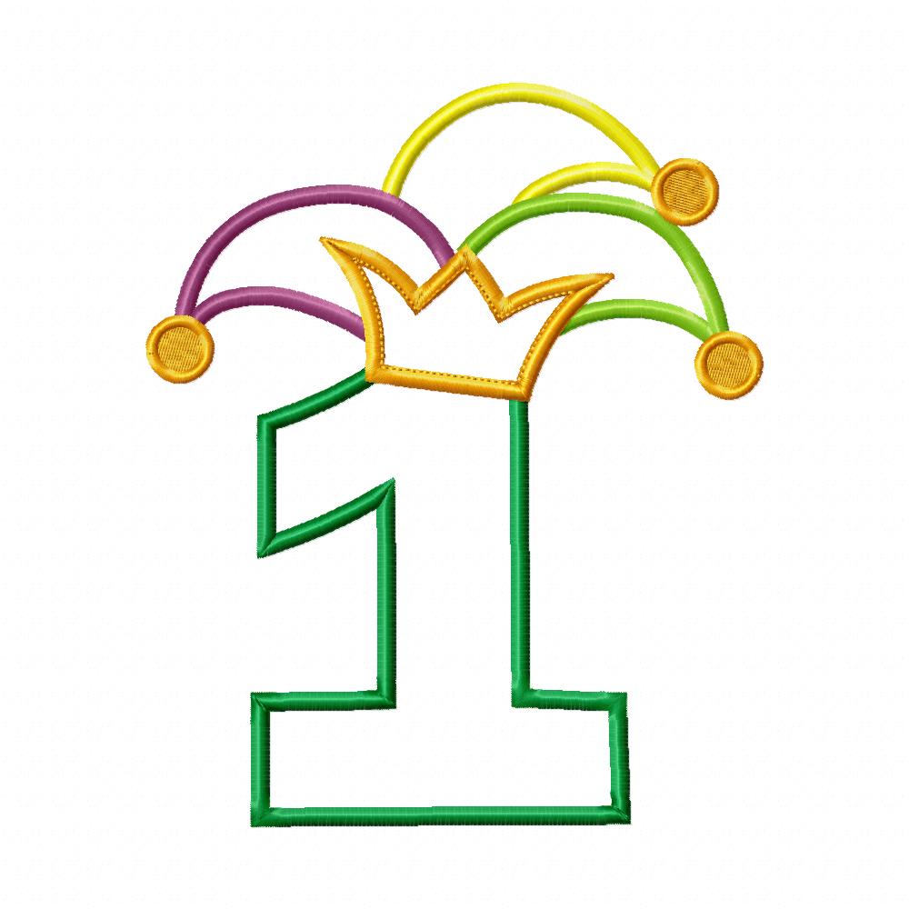 Matriz de Bordado Carnaval Número 1 com Chapéu Divertido – Aplique