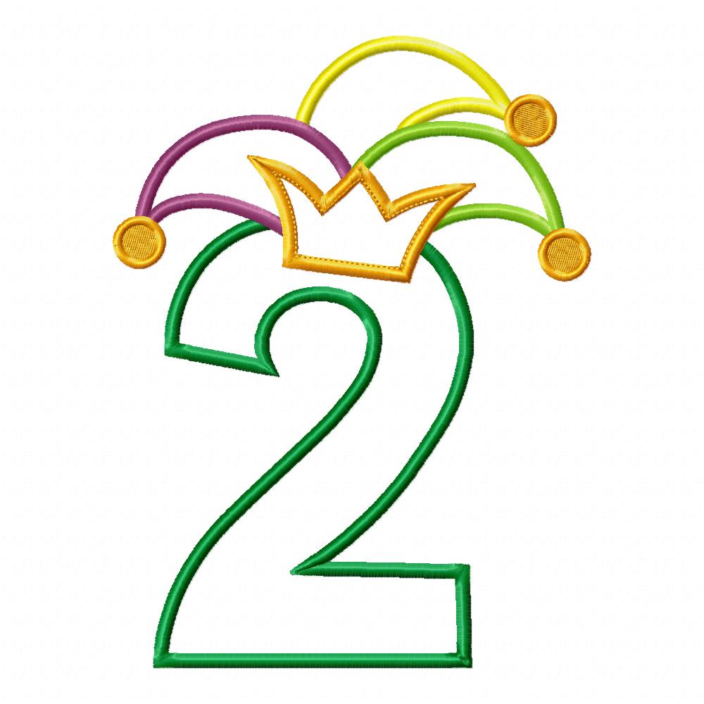Matriz de Bordado Carnaval Número 2 com Chapéu Divertido