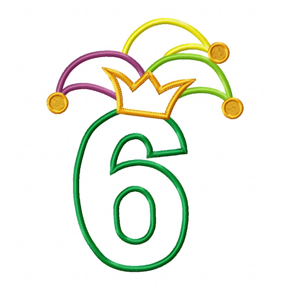 Matriz de Bordado Carnaval Número 6 com Chapéu Divertido – Aplique