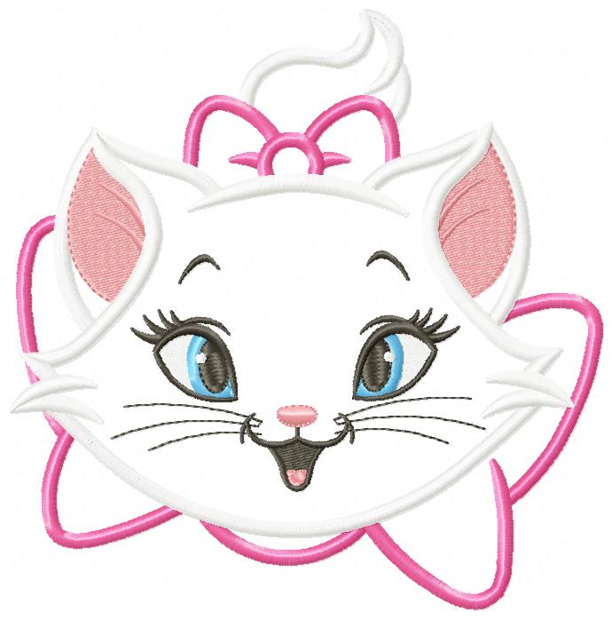 Matriz de Bordado Gatinha Marie Fofa com Laço – Aplique