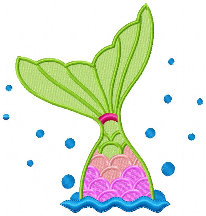 Matriz de Bordado Calda de Sereia Colorida com Bolhas – Ponto Cheio