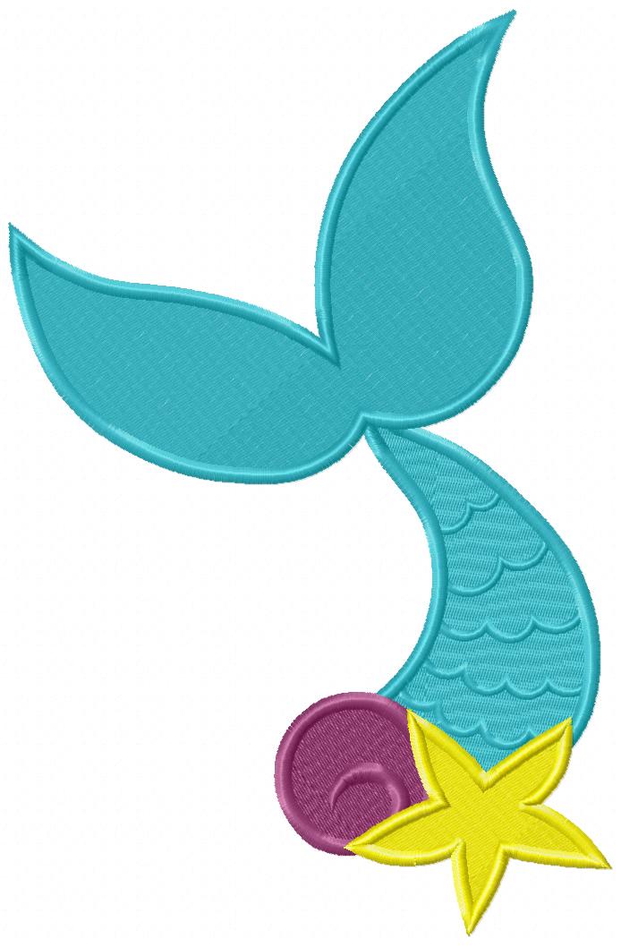 Matriz de Bordado Calda de Sereia com Estrela e Conchas – Ponto Cheio