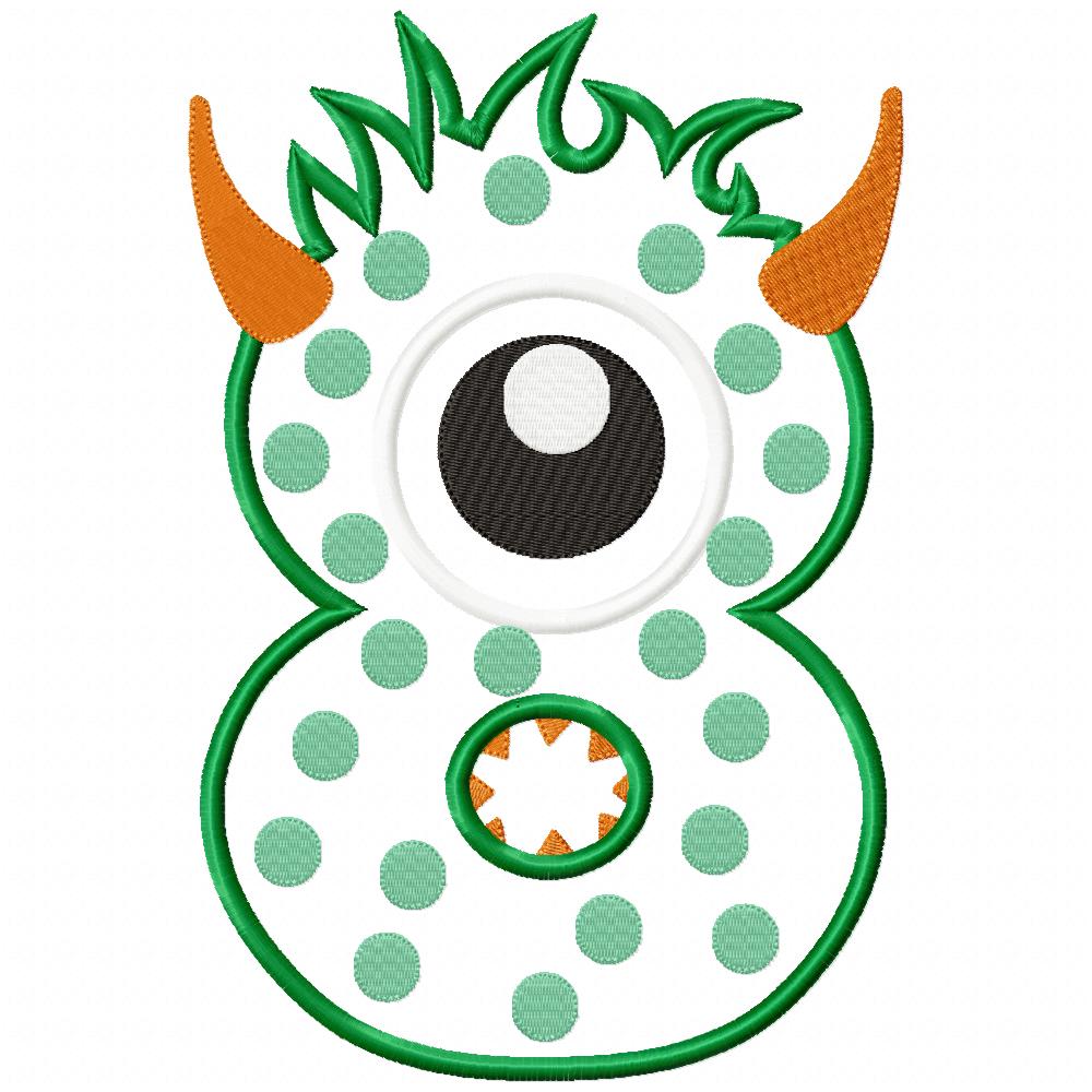 Matriz de Bordado Números 0 a 9 Monstrinhos Divertidos – Aplique