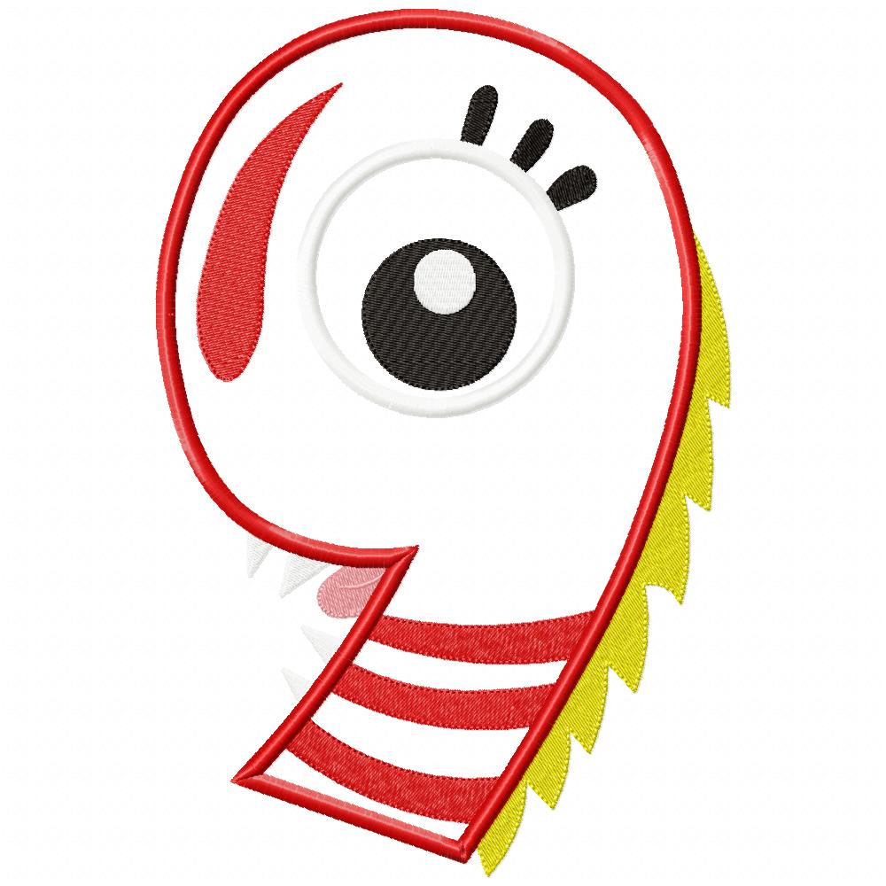 Matriz de Bordado Monstrinho Número 9 Divertido – Aplique