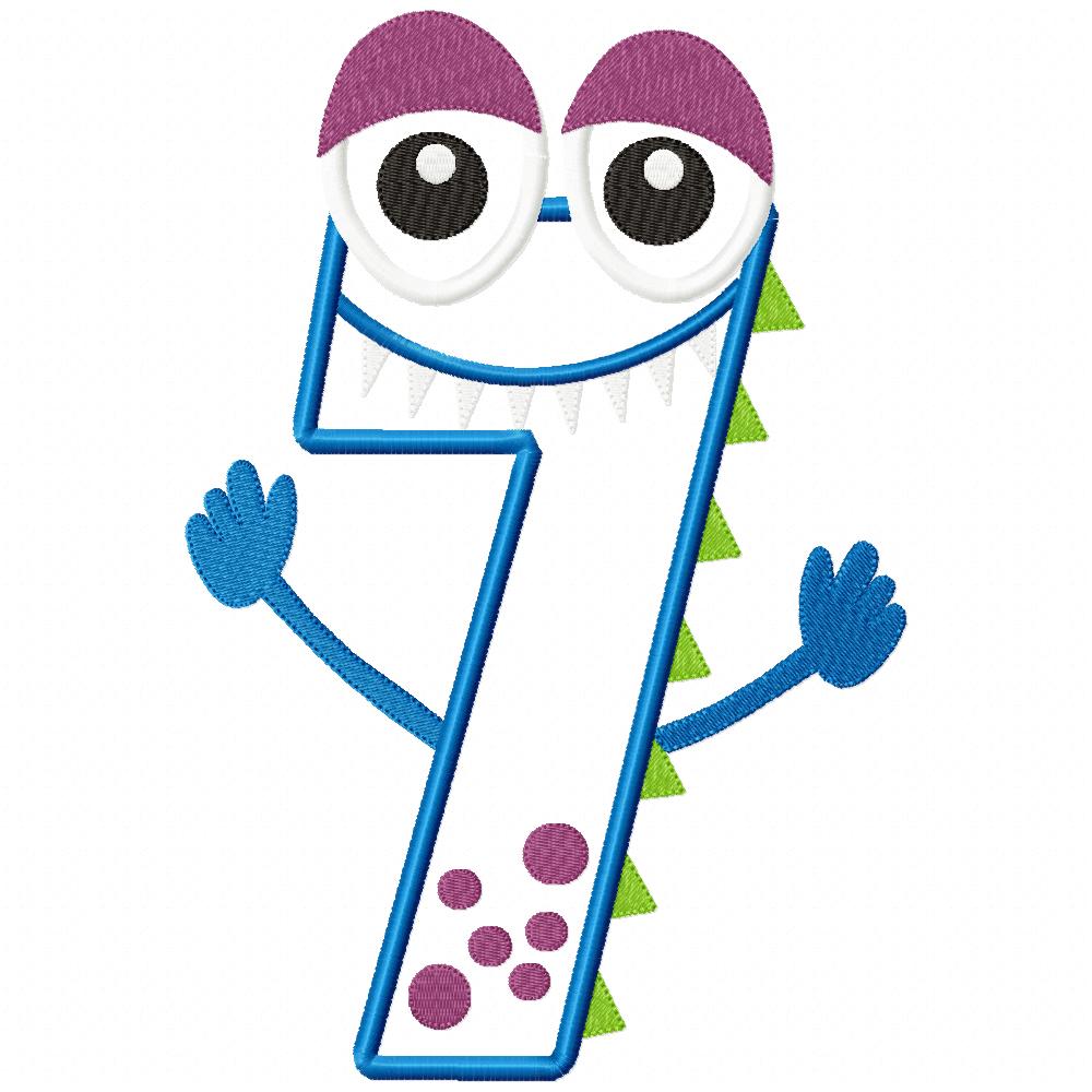 Matriz de Bordado Números 0 a 9 Monstrinhos Divertidos – Aplique