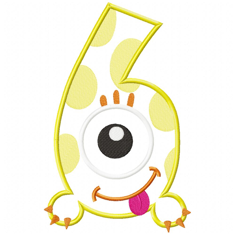 Matriz de Bordado Números 0 a 9 Monstrinhos Divertidos – Aplique