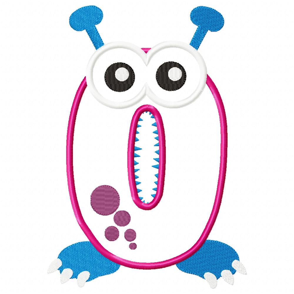 Matriz de Bordado Número 0 Monstrinho Divertido – Aplique